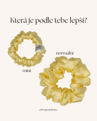 Dvě velikosti. Jedna láska – hedvábí. 💛 🌿 Mini scrunchie je jemná a nenápadná – ideální pro ty z vás s jemnějšími vlasy...